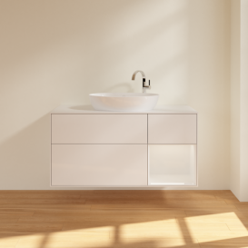 Тумба под раковину Villeroy & Boch Finion 120х50,1 см с подсветкой МДФ глянцевый белый лак/стекло белое матовое F951GFGF