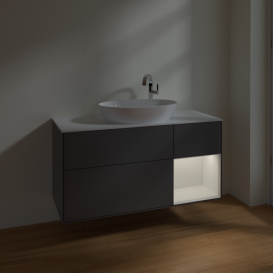Тумба под раковину Villeroy & Boch Finion 120х50,1 см с подсветкой МДФ антрацит матовый лак/стекло белое матовое F951GFGK