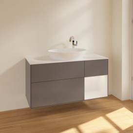 Тумба под раковину Villeroy & Boch Finion 120х50,1 см с подсветкой МДФ антрацит матовый лак/стекло белое матовое F951GFGK