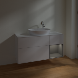 Тумба под раковину Villeroy & Boch Finion 120х50,1 см с подсветкой МДФ глянцевый белый лак/стекло белое матовое F951GKGF