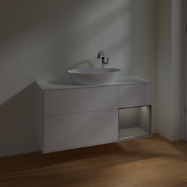 Тумба под раковину Villeroy & Boch Finion 120х50,1 см с подсветкой МДФ белый матовый лак/стекло белое матовое F951GKMT