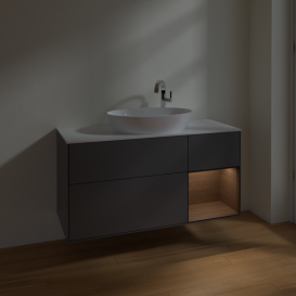 Тумба под раковину Villeroy & Boch Finion 120х50,1 см с подсветкой МДФ антрацит матовый лак/стекло белое матовое F951GNGK