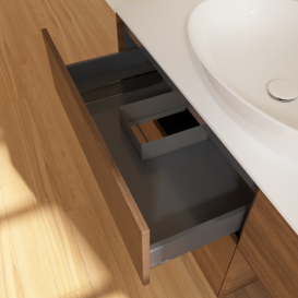 Тумба под раковину Villeroy & Boch Finion 120х50,1 см с подсветкой МДФ шпон грецкого ореха/стекло белое матовое F951GNGN