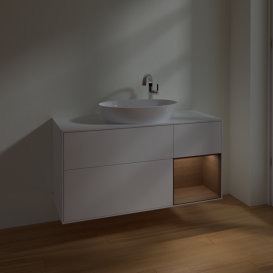 Тумба под раковину Villeroy & Boch Finion 120х50,1 см с подсветкой МДФ белый матовый лак/стекло белое матовое F951GNMT