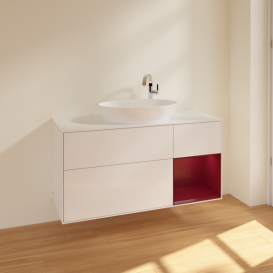 Тумба под раковину Villeroy & Boch Finion 120х50,1 см с подсветкой МДФ глянцевый белый лак/стекло белое матовое F951HBGF