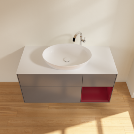 Тумба под раковину Villeroy & Boch Finion 120х50,1 см с подсветкой МДФ антрацит матовый лак/стекло белое матовое F951HBGK