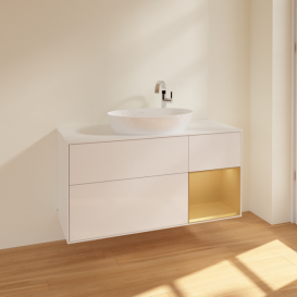 Тумба под раковину Villeroy & Boch Finion 120х50,1 см с подсветкой МДФ глянцевый белый лак/стекло белое матовое F951HFGF