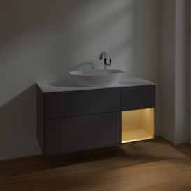 Тумба под раковину Villeroy & Boch Finion 120х50,1 см с подсветкой МДФ антрацит матовый лак/стекло белое матовое F951HFGK