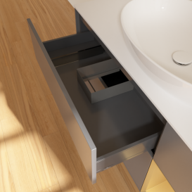 Тумба под раковину Villeroy & Boch Finion 120х50,1 см с подсветкой МДФ антрацит матовый лак/стекло белое матовое F951HFGK