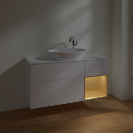 Тумба под раковину Villeroy & Boch Finion 120х50,1 см с подсветкой МДФ белый матовый лак/стекло белое матовое F951HFMT