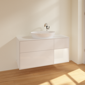 Тумба под раковину Villeroy & Boch Finion 120х50,1 см с подсветкой МДФ глянцевый белый лак/стекло белое матовое F951MTGF