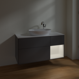 Тумба под раковину Villeroy & Boch Finion 120х50,1 см с подсветкой МДФ антрацит матовый лак/стекло белое матовое F951MTGK
