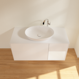 Тумба під раковину Villeroy & Boch Finion 120х50,1 см із підсвічуванням МДФ білий матовий лак/скло біле матове F951MTMT