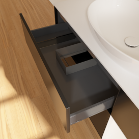 Тумба под раковину Villeroy & Boch Finion 120х50,1 см с подсветкой МДФ черный матовый лак/стекло белое матовое F951MTPD