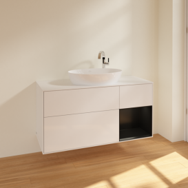 Тумба под раковину Villeroy & Boch Finion 120х50,1 см с подсветкой МДФ глянцевый белый лак/стекло белое матовое F951PDGF