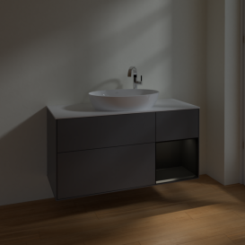 Тумба под раковину Villeroy & Boch Finion 120х50,1 см с подсветкой МДФ антрацит матовый лак/стекло белое матовое F951PDGK