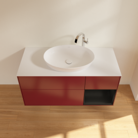 Тумба под раковину Villeroy & Boch Finion 120х50,1 см с подсветкой МДФ пион матовый лак/стекло белое матовое F951PDHB