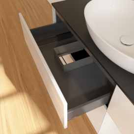 Тумба под раковину Villeroy & Boch Finion 120х50,1 см с подсветкой МДФ глянцевый белый лак/стекло черное матовое F952GFGF