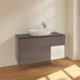 Тумба под раковину Villeroy & Boch Finion 120х50,1 см с подсветкой МДФ антрацит матовый лак/стекло черное матовое F952GFGK