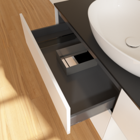 Тумба под раковину Villeroy & Boch Finion 120х50,1 см с подсветкой МДФ белый матовый лак/стекло черное матовое F952GFMT