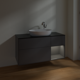 Тумба под раковину Villeroy & Boch Finion 120х50,1 см с подсветкой МДФ антрацит матовый лак/стекло черное матовое F952GKGK
