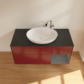 Тумба под раковину Villeroy & Boch Finion 120х50,1 см с подсветкой МДФ пион матовый лак/стекло черное матовое F952GKHB