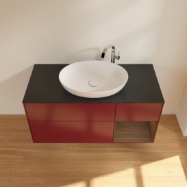 Тумба под раковину Villeroy & Boch Finion 120х50,1 см с подсветкой МДФ пион матовый лак/стекло черное матовое F952GNHB