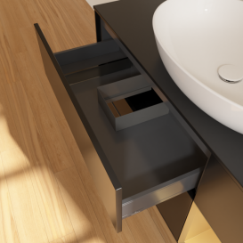 Тумба под раковину Villeroy & Boch Finion 120х50,1 см с подсветкой МДФ черный матовый лак/стекло черное матовое F952HFPD