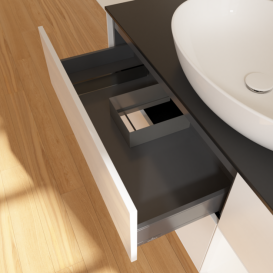 Тумба під раковину Villeroy & Boch Finion 120х50,1 см з підсвіткою МДФ білий глянцевий лак/скло чорне матове F952MTGF