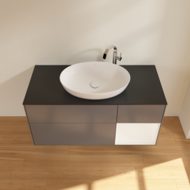 Тумба под раковину Villeroy & Boch Finion 120х50,1 см с подсветкой МДФ антрацит матовый лак/стекло черное матовое F952MTGK