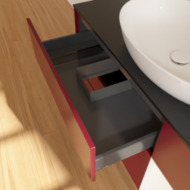 Тумба под раковину Villeroy & Boch Finion 120х50,1 см с подсветкой МДФ пион матовый лак/стекло черное матовое F952MTHB