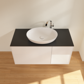 Тумба под раковину Villeroy & Boch Finion 120х50,1 см с подсветкой МДФ белый матовый лак/стекло черное матовое F952MTMT