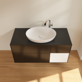 Тумба під раковину Villeroy & Boch Finion 120х50,1 см з підсвічуванням МДФ чорний матовий лак/скло чорне матове F952MTPD