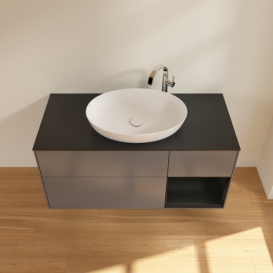 Тумба под раковину Villeroy & Boch Finion 120х50,1 см с подсветкой МДФ антрацит матовый лак/стекло черное матовое F952PDGK