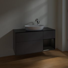 Тумба под раковину Villeroy & Boch Finion 120х50,1 см с подсветкой МДФ антрацит матовый лак/стекло черное матовое F952PDGK