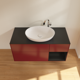 Тумба под раковину Villeroy & Boch Finion 120х50,1 см с подсветкой МДФ пион матовый лак/стекло черное матовое F952PDHB