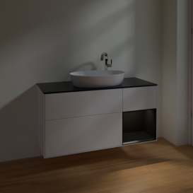 Тумба под раковину Villeroy & Boch Finion 120х50,1 см с подсветкой МДФ белый матовый лак/стекло черное матовое F952PDMT