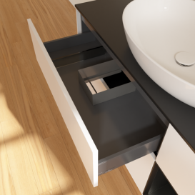 Тумба под раковину Villeroy & Boch Finion 120х50,1 см с подсветкой МДФ белый матовый лак/стекло черное матовое F952PDMT