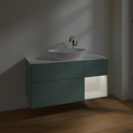 Тумба под раковину Villeroy & Boch Finion 120х50,1 см с подсветкой МДФ оливковый матовый лак/стекло белое матовое F951GFGM