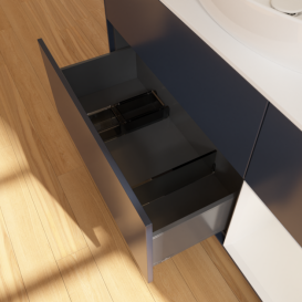 Тумба под раковину Villeroy & Boch Finion 120х50,1 см с подсветкой МДФ темно-синий матовый лак/стекло белое матовое F951GFHG