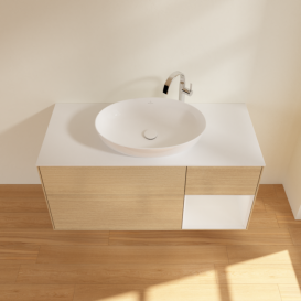 Тумба под раковину Villeroy & Boch Finion 120х50,1 см с подсветкой МДФ шпон дуба/стекло белое матовое F951GFPC