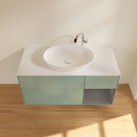 Тумба под раковину Villeroy & Boch Finion 120х50,1 см с подсветкой МДФ оливковый матовый лак/стекло белое матовое F951GKGM