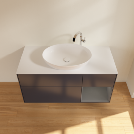 Тумба под раковину Villeroy & Boch Finion 120х50,1 см с подсветкой МДФ темно-синий матовый лак/стекло белое матовое F951GKHG