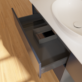 Тумба под раковину Villeroy & Boch Finion 120х50,1 см с подсветкой МДФ темно-синий матовый лак/стекло белое матовое F951GKHG