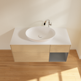 Тумба под раковину Villeroy & Boch Finion 120х50,1 см с подсветкой МДФ шпон дуба/стекло белое матовое F951GKPC