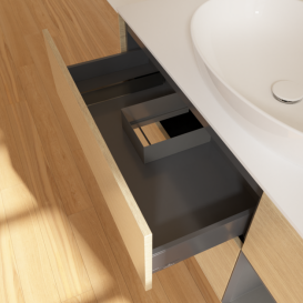 Тумба под раковину Villeroy & Boch Finion 120х50,1 см с подсветкой МДФ шпон дуба/стекло белое матовое F951GKPC