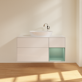 Тумба под раковину Villeroy & Boch Finion 120х50,1 см с подсветкой МДФ глянцевый белый лак/стекло белое матовое F951GMGF