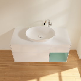 Тумба под раковину Villeroy & Boch Finion 120х50,1 см с подсветкой МДФ глянцевый белый лак/стекло белое матовое F951GMGF