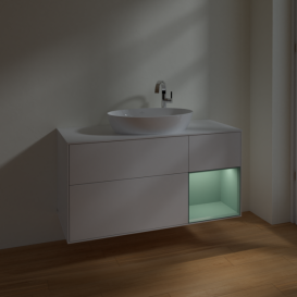 Тумба под раковину Villeroy & Boch Finion 120х50,1 см с подсветкой МДФ глянцевый белый лак/стекло белое матовое F951GMGF
