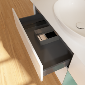 Тумба под раковину Villeroy & Boch Finion 120х50,1 см с подсветкой МДФ глянцевый белый лак/стекло белое матовое F951GMGF